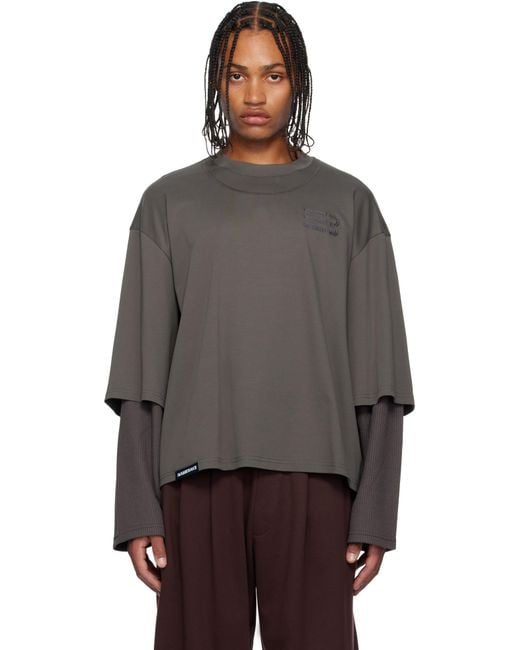 NAMESAKE Black Mayo Oversized Globe Double Sleeve T-shirt for men