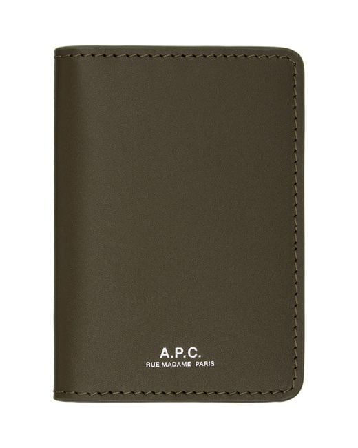 A.P.C. Green Khaki Stefan Card Holder for men