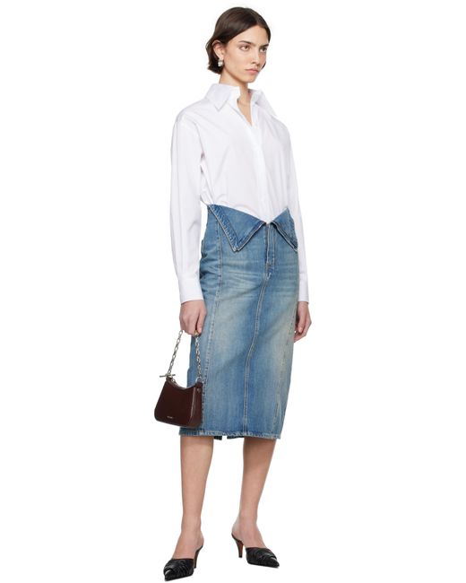 Jupe Midi Bleue En Denim À Taille Repliée Alexander McQueen en coloris Blue