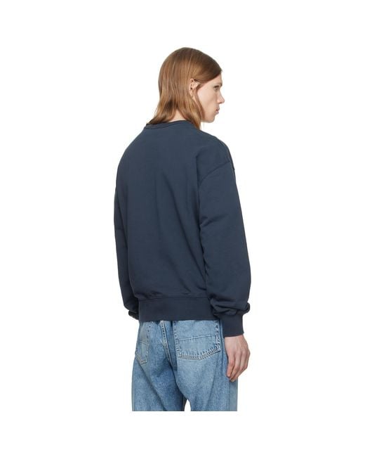 A.P.C. Blue Vintage-effect '' Logo Sweatshirt for men