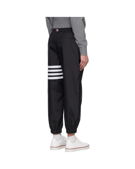 Thom Browne Black Shiny Ripstop 4-Bar Track Pants for men