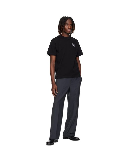 Sacai Black 'Geoff Embroidery T-Shirt for men