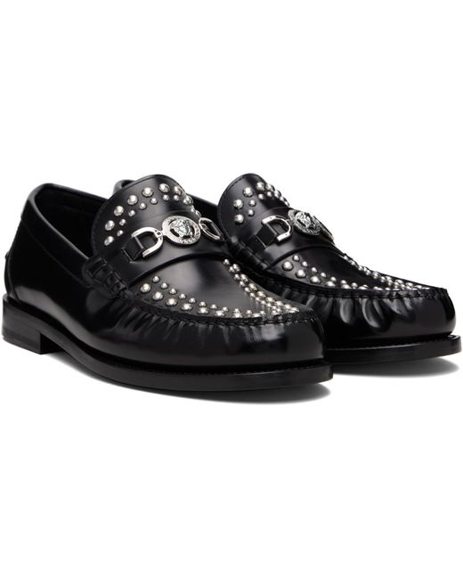 Versace Black Medusa '95 Embellished Loafers for men