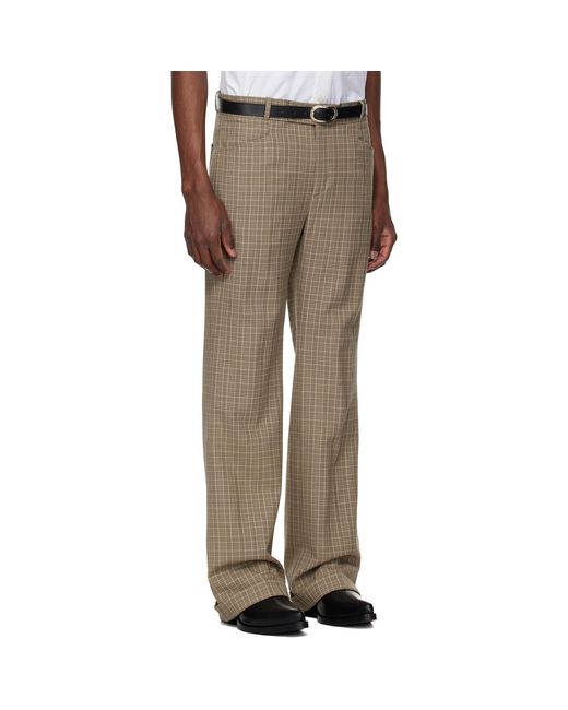 Ernest W. Baker Natural Cuffed 70S Trousers for men