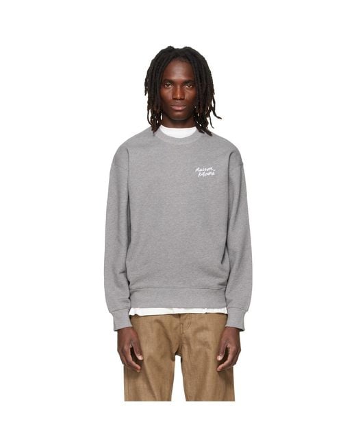 Maison Kitsuné Gray Handwriting Comfort Sweatshirt for men