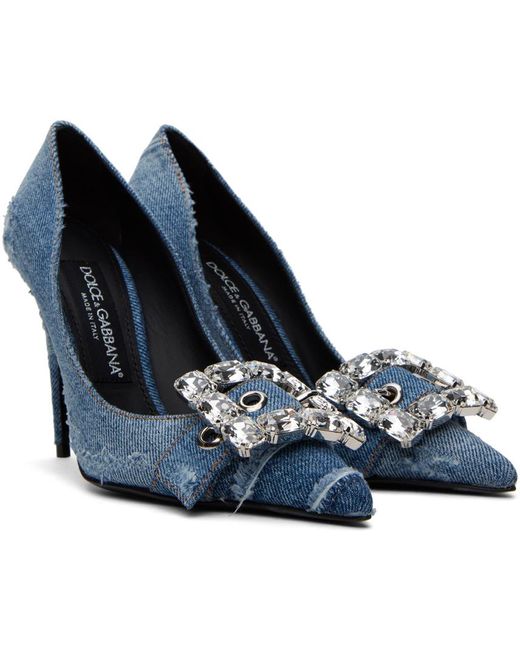 Dolce & Gabbana ブルー デニム パッチワーク ヒール Blue