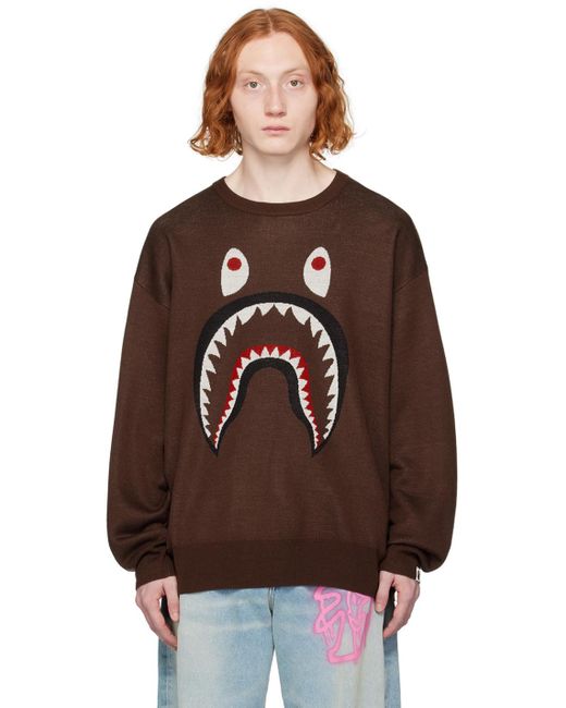 A Bathing Ape Brown Shark Sweater for men