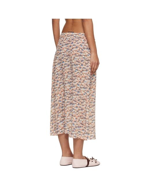 Marni Natural Crêpe De Chine Fluid Anemones Print Midi Skirt