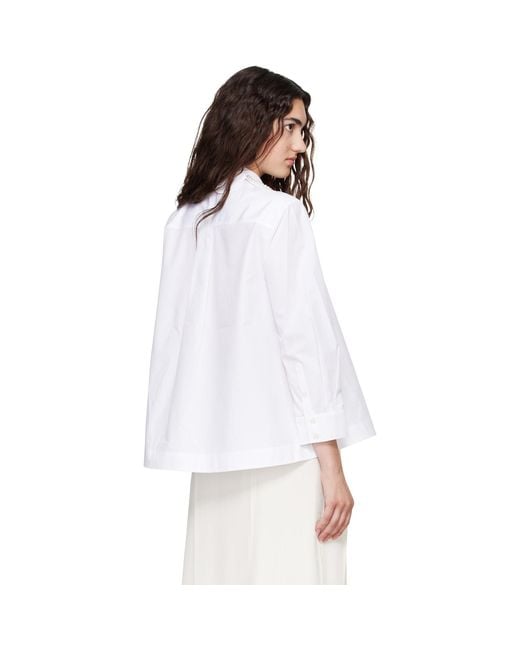 Simone Rocha White Embellished Cropped Petal Collar Shirt