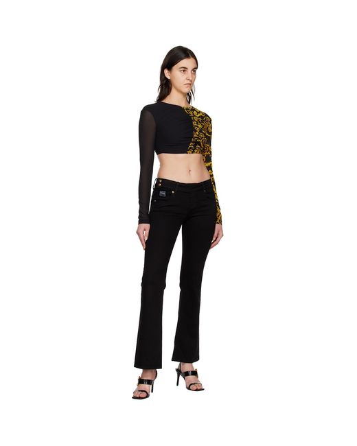 Versace Jeans Couture Black & Yellow Cropped Blouse