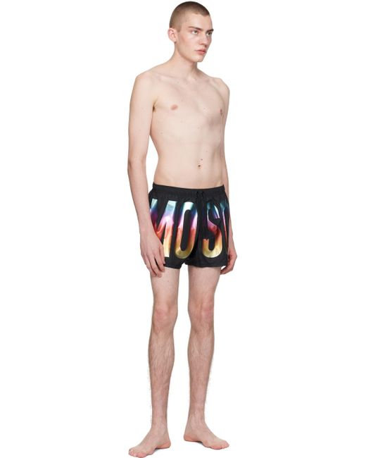 Moschino Black Printed Swim Shorts for men