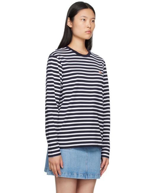 Maison Kitsuné ネイビー&ホワイト フォックスヘッド 長袖tシャツ Black