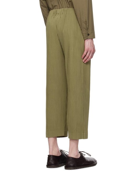 Homme Plissé Issey Miyake Green Homme Plissé Issey Miyake Khaki Tailored Pleats 1 Trousers for men