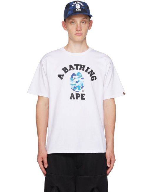 A Bathing Ape White Abc Camo College T-shirt for men