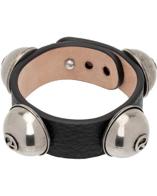Acne Black Leather Stud Bracelet for men