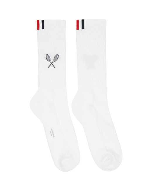 Thom Browne White Tennis Racquet Athletic Socks