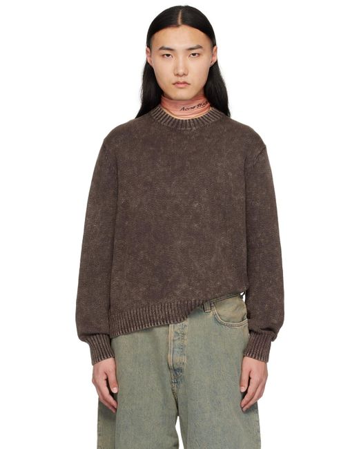 Acne Brown Embroidered Sweater for men