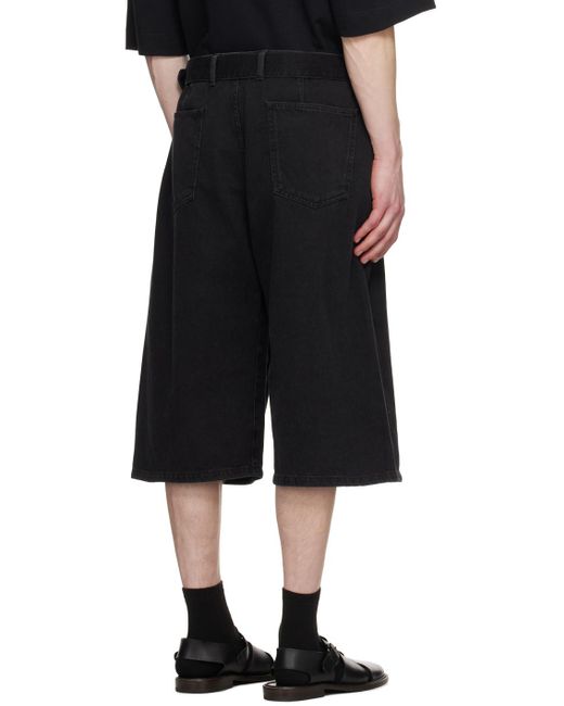Lemaire Black Twisted Denim Shorts for men