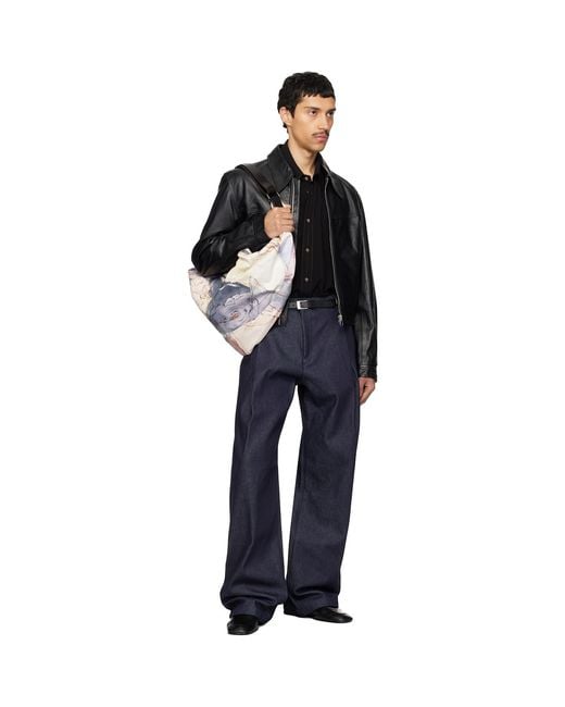 Lemaire Black Leather Biker Jacket for men