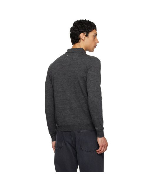 Maison Margiela Black Patchwork Knit Polo for men