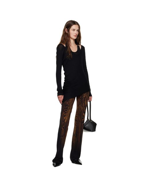 Jean Paul Gaultier Black Ribbed Twisted Double Layer Piercing T-Shirt