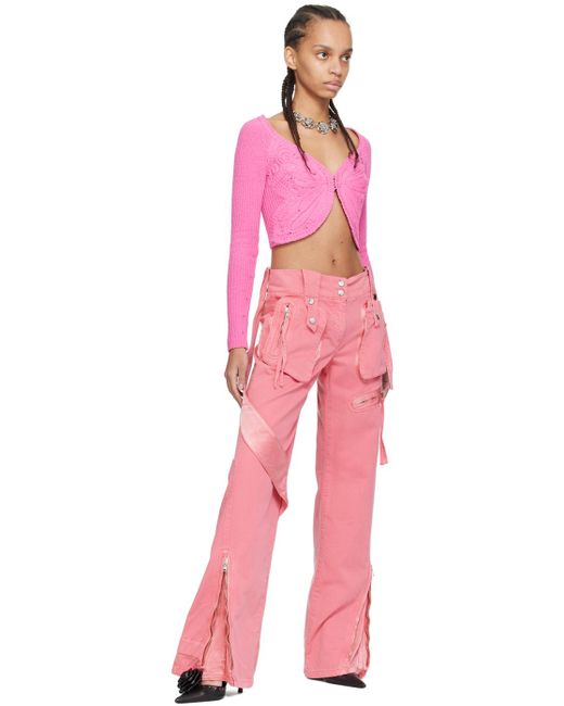 Pantalon cargo teint en plongée rose en denim Blumarine en coloris Pink