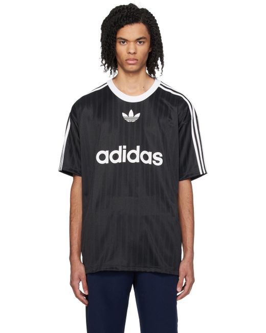 メンズ Adidas Originals &ホワイト ストライプ Tシャツ Black