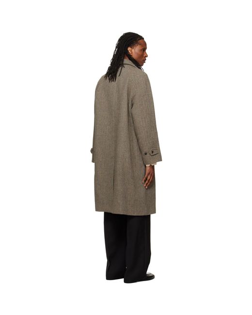 TONYWACK Natural Herringbone Wool Raglan Coat for men
