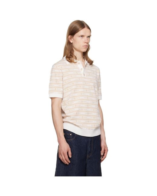 Casablanca White Off- Knit Logo Short Sleeve Polo for men