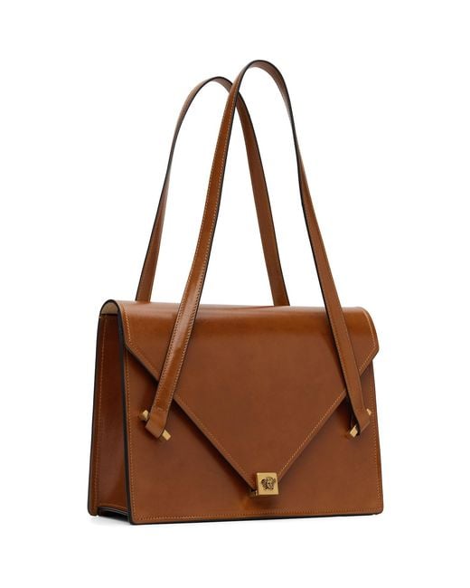 Versace Brown Tan Severine Leather Shoulder Bag