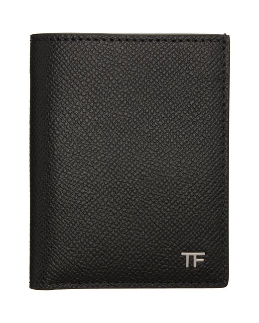 Tom Ford Black Small Grain T Line Bifold Card Holder for men