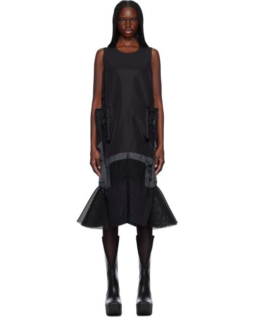 Junya Watanabe Black Paneled Midi Dress