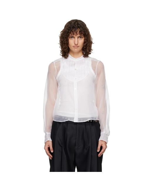R13 White Pleated Tuxedo Front Shirt