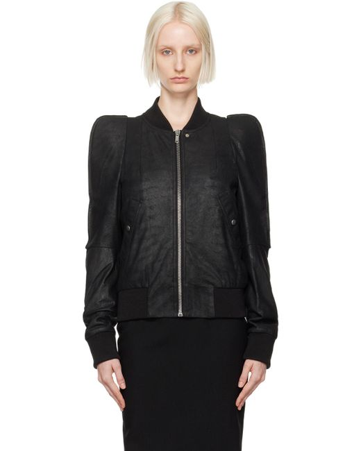 Rick Owens Black Porterville Metro Flight Leather Jacket