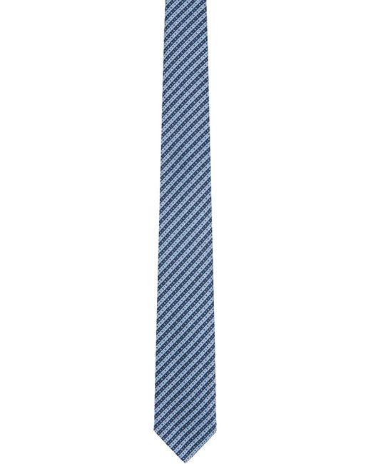 Zegna Black Blue Jacquard Tie for men