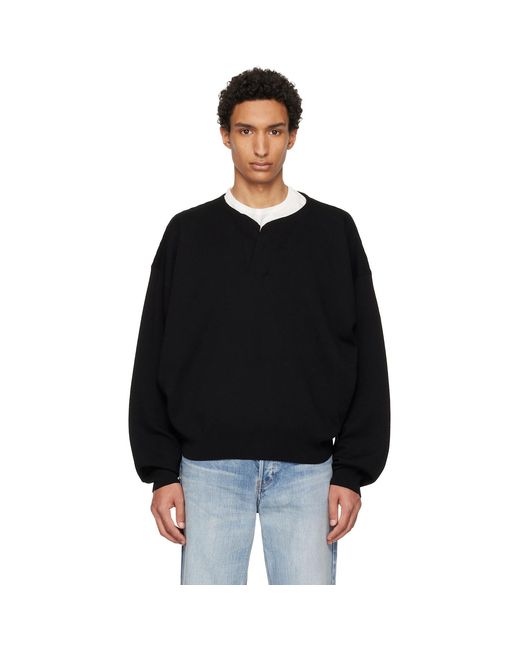 Fear Of God Black Merino Milano Knit Henley for men