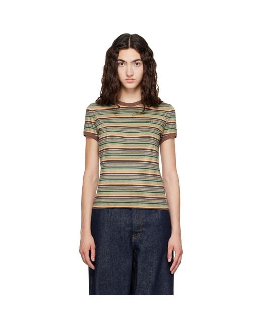 Marni Green Striped T-Shirt