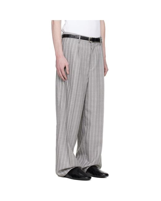 Marni White Check Wool Trousers for men