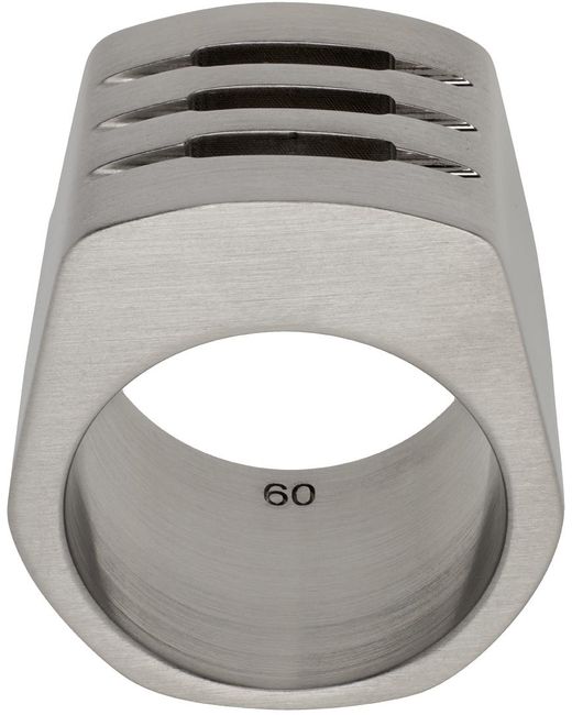 Rick Owens Gray Silver Grill Thumb Ring for men