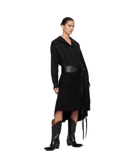 AARON ESH Black Jersey Wrap Midi Skirt