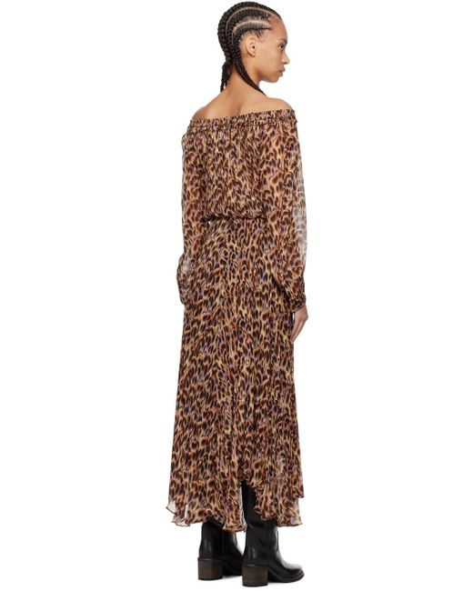 Robe longue volga brun et mauve Isabel Marant en coloris Black