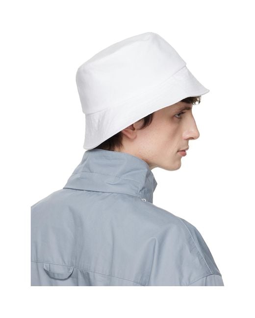 Rier White Cotton Bucket Hat for men
