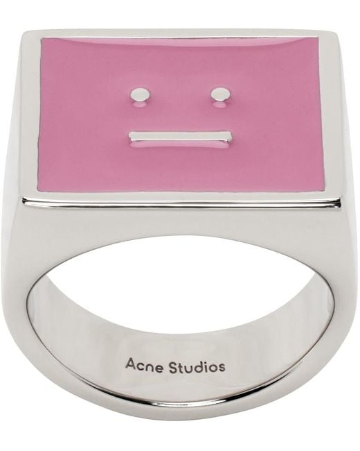 Acne Silver & Pink Enamel Ring