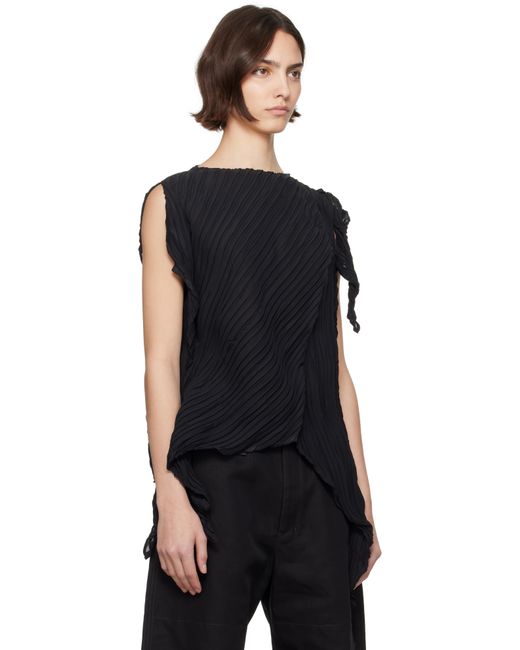 Issey Miyake Black Wrinkled & Twisted Blouse