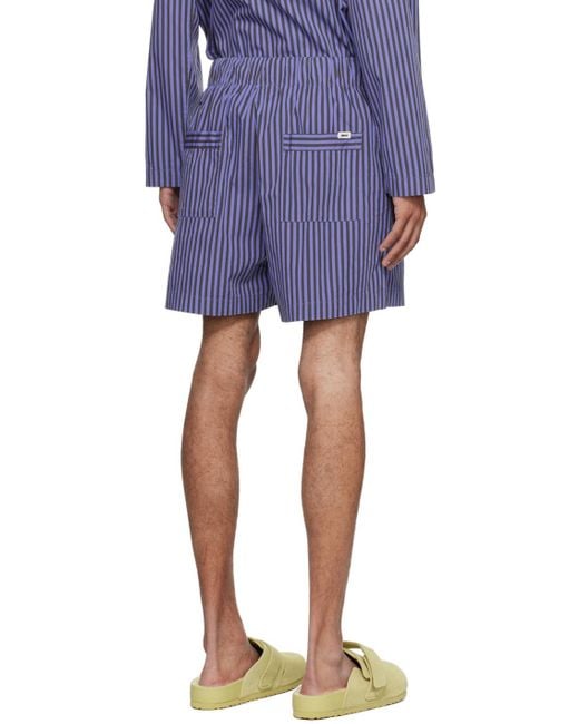 Tekla Blue Drawstring Pyjama Shorts for men