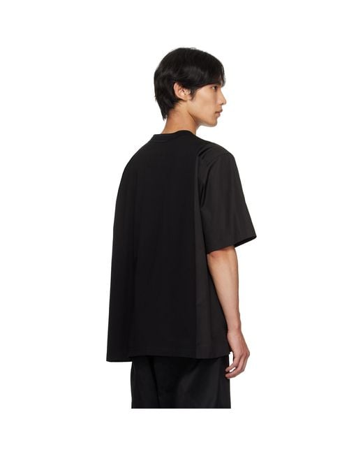 Sacai Black Poplin & Cotton Jersey T-Shirt for men