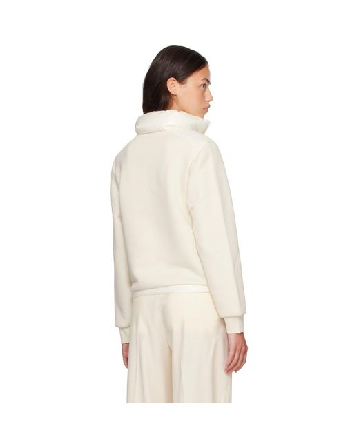 Moncler White Off- Zip Up Cotton Fleece Down Cardigan