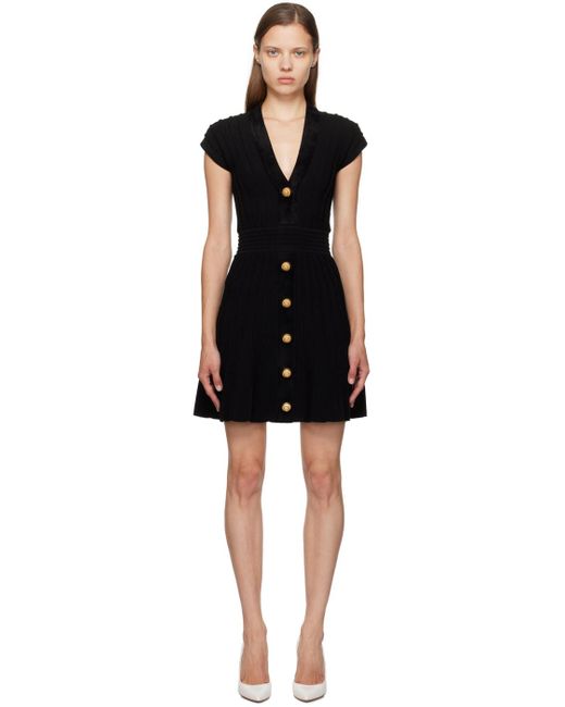 Balmain フレア ミニワンピース Black