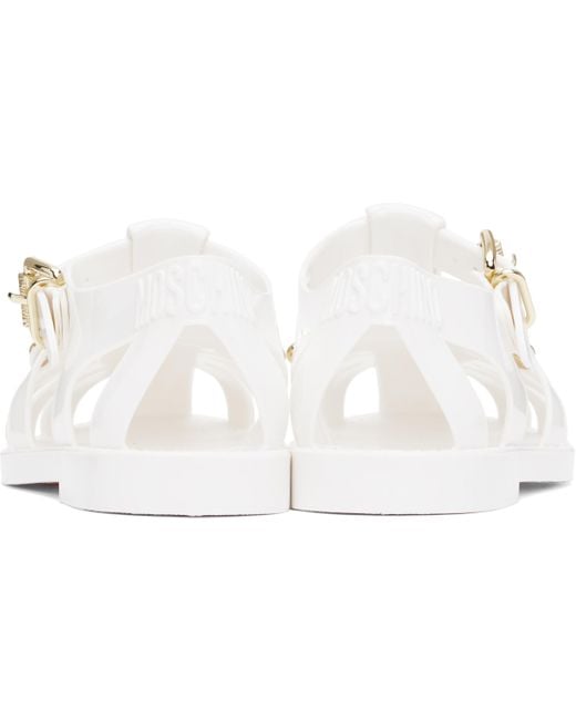 Moschino Black Jelly Lettering Logo Sandals