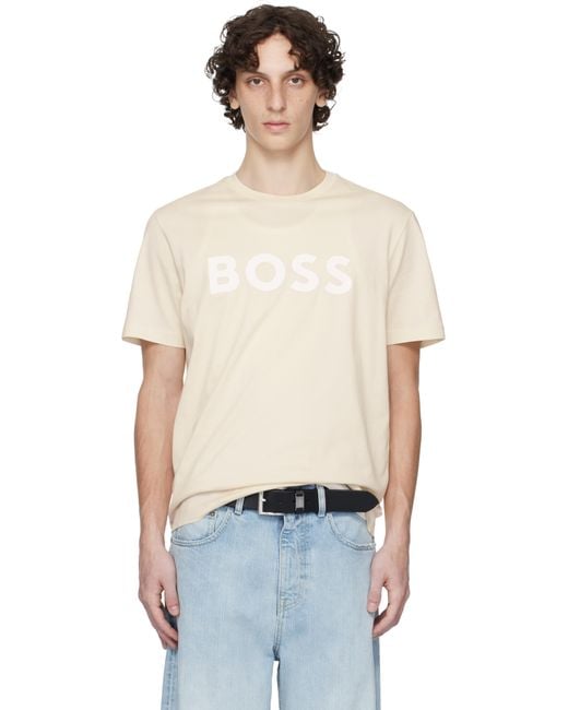 Boss Black Cotton-Jersey Logo Print T-Shirt for men